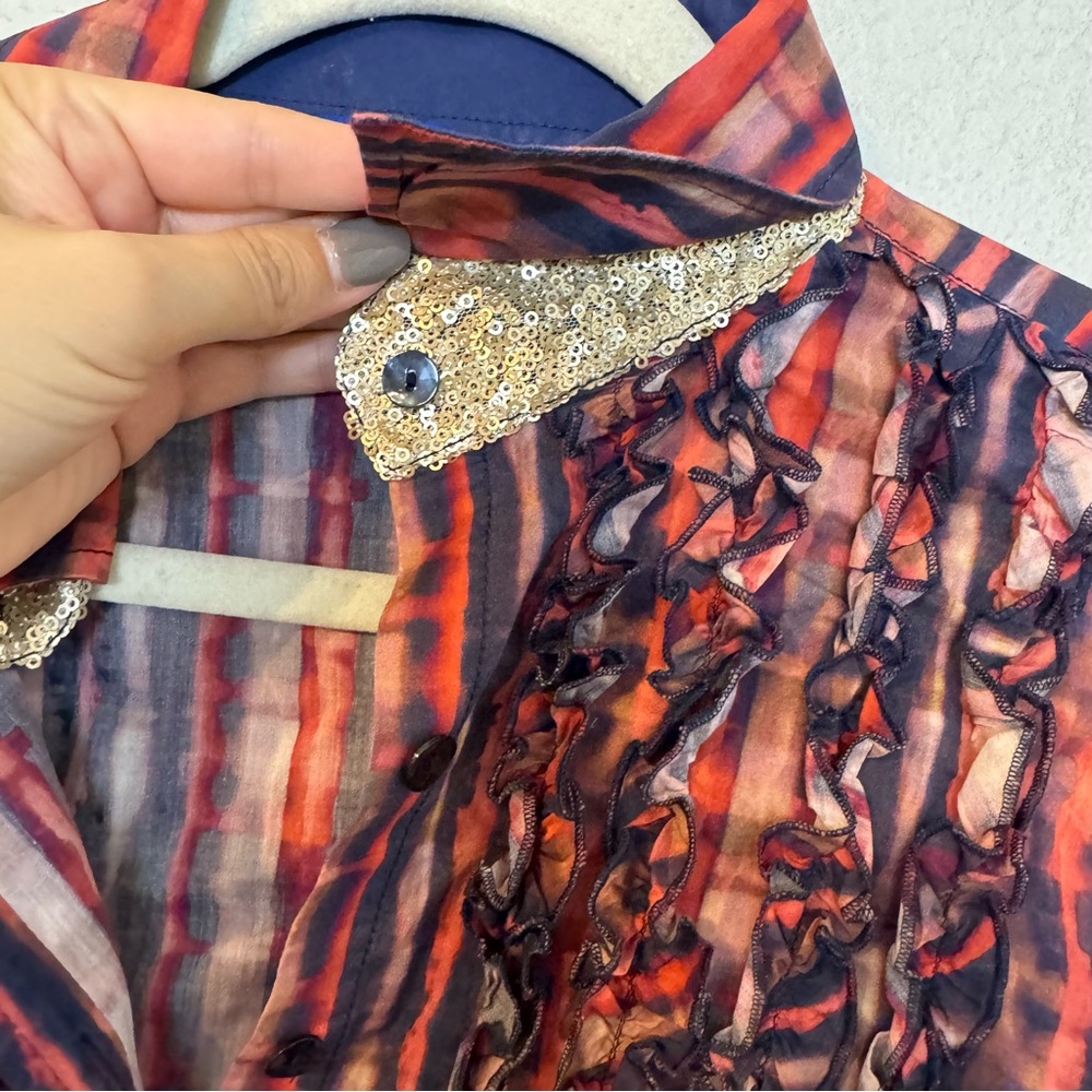 Georg Roth‎ Ruffle Sequin Button Down Shirt - Picture 5 of 5
